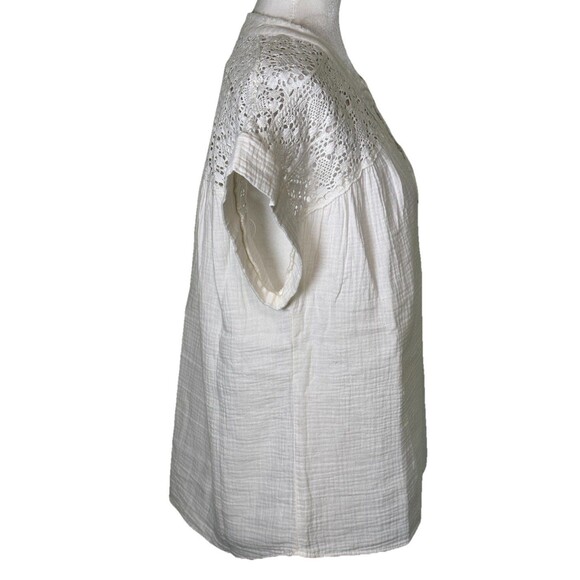 Frye Womans Boho Crochet Lace Gauze Top Peasant Cottagecore Feminine Romantic XL - Picture 4 of 8